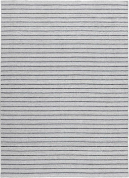 Nouveau Stripes Silver/Dark Grey Vloerkleed - 250x350 - Rechthoek - Laagpolig,Structuur Tapijt - Industrieel - Antraciet, Grijs