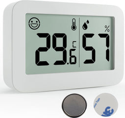 Tool Meister Pearl Air Mini - Hygrometer & Thermometer - Luchtvochtigheidsmeter - Digitale display - Wit