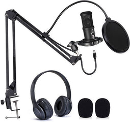 Easypix MyStudio Podcast - Condensatormicrofoon met boomarm en hoofdtelefoon - USB