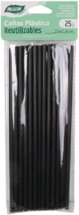 Herbruikbare Rietjes Algon Zwart Plastic 22 cm 25 Stuks