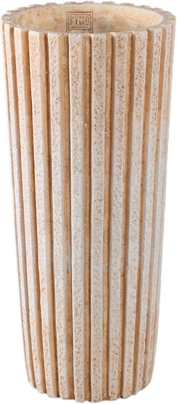 PTMD Marijus Cream Round Cement Pot Ribbed High S