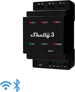 Shelly PRO 3 - Relaismodule - 3-kanaals WiFi Bluetooth - DIN-rail (1x)