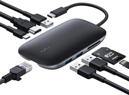Aukey CB-C71 - 8-in-1 USB-C-hub - 4K HDMI en 100W Power Delivery - Zwart