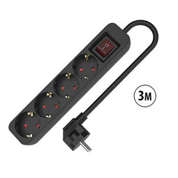 TM Electron 3680 W - 4-voudige Stekkerdoos met Schakelaar - Zwart (3 m)