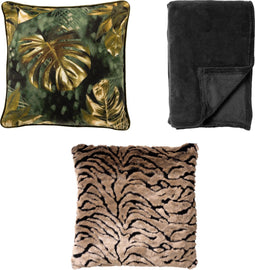 VOORDEELSET - Beleaf Me - Sierkussens & Plaid - Babel 45x45 cm - Kenzo 45x45 cm - Sidney - Chive & Raven - Set van 3 stuks