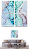 Set van 4 Schilderijen Canvas Marmer Blauw 35 x 7 x 35 cm (6 Stuks)