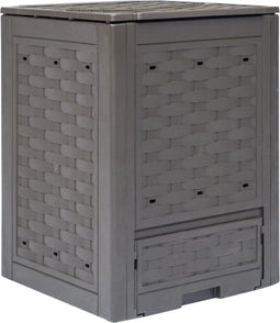 vidaXL - Compostbak - 300 - L - 60x60x83 - cm - kunststof - rattan - bruin