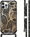iMoshion Hoesje Geschikt voor iPhone 12 Pro Max Hoesje Met Koord - iMoshion Design Hoesje met Koord - Goud / Zwart / Golden Leaves