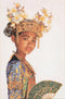 Thea Gouverneur - Borduurpakket met telpatroon - 947 - Voorgesorteerde DMC Garens - Balinese Danser (wit) - Linnen - 38 cm x 59 cm