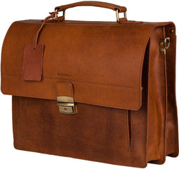 BURKELY Scott Briefcase 2 - Laptoptas 15 inch - 2 A4 document vakken - Cognac