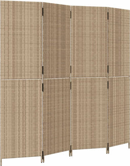 vidaXL - Kamerscherm - 4 - panelen - poly - rattan - beige
