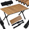 Woltu Opvouwbare Campingtafel - Aluminium - Houtkleurig - 90 x 60 cm - Verstelbare Hoogte