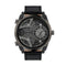 Politiewatch Zwart Lederen Horloge Met 50MM Zwarte Dial