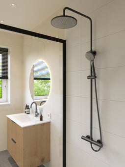 Atlantic Asher - Regendoucheset - 3 standen handdouche thermostaatkraan - gunmetal
