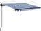 vidaXL - Luifel - handmatig - uittrekbaar - met - palen - 3,5x2,5 - m - blauw - en - wit