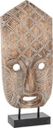 J-Line figuur Masker Primitief Op Voet - hout - bruin/wit - large