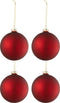 J-Line kerstbal Effen - glas - mat rood - medium - doos van 4