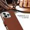 Selencia iPhone 14 Pro - Echt Lederen Bookcase - 3 Pashouders - Bruin
