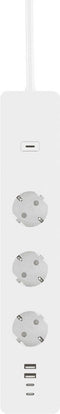 WOOX R6132 smart verlengkabel met 3 Schuko stopcontacten en 4 USB-poorten
