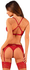 Lacelove Romantische set met jarretelgordel - Rood