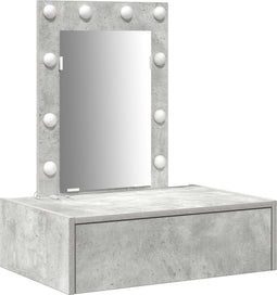 vidaXL - Wandkaptafel - met - LED-verlichting - - - Betonnen - Grijs