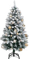 vidaXL - Kunstkerstboom - met - scharnieren - 150 - LED's - en - kerstballen - 150 - cm