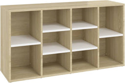 vidaXL - Schoenenbank - 103x30x54,5 - cm - bewerkt - hout - wit - sonoma - eikenkleur