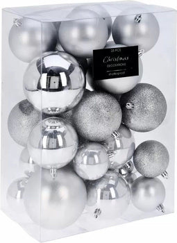 Kerstbal Set26 Pcs Zilver.