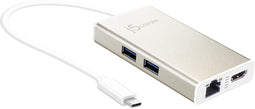 j5create JCA374 - USB-C naar USB 3.2 type-A kabel - 25cm - Goud Wit