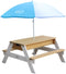AXI Nick Zand & Water Picknicktafel in Bruin/Wit voor kinderen - Met in hoogte verstelbare Parasol in Blauw/Wit - Multifunctionele Picknick tafel van FSC hout - Picknick tafel voor kinderen van hout
