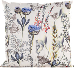 Anna's collection buitenkussen bloem - wit/paars - 45 x 45 cm - Water en UV bestendig