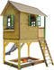 AXI Sarah Speelhuis in Bruin/Groen - Met Verdieping, Zandbak en Witte Glijbaan - Speelhuisje voor de tuin / buiten - FSC hout - Speeltoestel voor kinderen