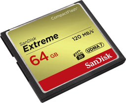 SanDisk Extreme - CompactFlash 64GB - Max. leessnelheid 120MB/s - Max. schrijfsnelheid 85MB/s