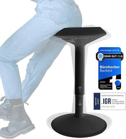 Backerz Wiebelkruk - Ergonomische Zit Sta Kruk - Hoogte Verstelbaar 40-60 cm - Zwart