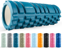 Tunturi Yoga Grid Foam Roller - Massage Roller - 33 cm - Petrol Blauw - Incl. gratis fitness app