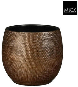 Mica Decorations Bloempot Porto - 17x17x17 cm - Terracotta - Brons,Metallic