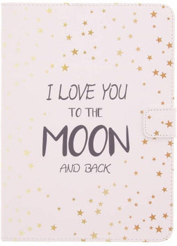Tablet Hoes Geschikt voor Samsung Galaxy Tab S3 9.7 - Design Softcase Bookcase - Wit / Meerkleurig /To The Moon