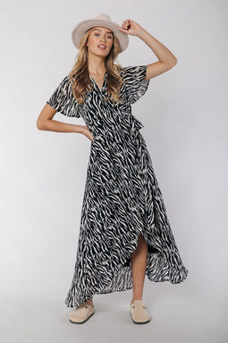 Colourful Rebel - Maat M - Maxi Jurk - Assymetrische lengte - Zebra dessin