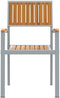 vidaXL - Buitenstoelen - 2 - stuks - Stapelbaar - Grijs - Massief - Hout - Acacia - en - Metaal