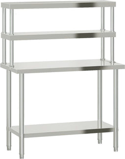 vidaXL - Keukenwerktafel - met - bovenschap - 110x55x150 - cm - roestvrij - staal