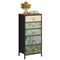 Woltu SSK004pw - Ladekast - 5 Stoffen Lades - Vintage Bloemmotief - Rustiek Bruin - 45,5x95,5x30 cm