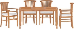 vidaXL - 5-delige - Tuinset - massief - teakhout