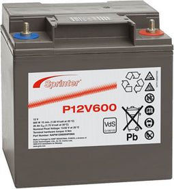 Exide Sprinter P12V600 loodbatterij met M6-schroefaansluiting 12V, 24000mAh