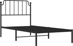 vidaXL - Bedframe - met - hoofdbord - metaal - zwart - 90x200 - cm