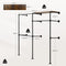 Woltu Wandgarderobe - Open Kledingrek met 3 Rails en Bovenplank - 192,5 x 33,5 x 186 cm - Zwart en vintage bruin