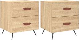 vidaXL - Nachtkastjes - 2 - st - 40x35x47,5 - cm - bewerkt - hout - sonoma - eikenkleur