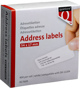 Quantore - Labeletiket dk-11204 17mmx54mm wt 400st