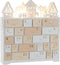 J-Line Adventskalender - hout - naturel & wit - 40 cm - LED lichtjes - kerstversiering voor binnen