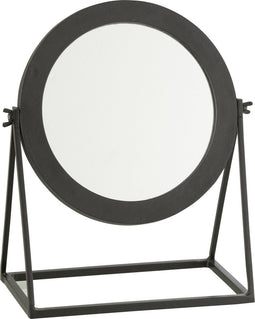 J-Line spiegel Rond Op Voet - metaal - zwart - 35 x 30 cm