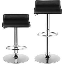 Coast Zwarte Draaibare Barkrukken - Set van 2 - PU Leer Verstelbaar 360° - (38,5 x 39 x (66-86) cm) (2 stuks)